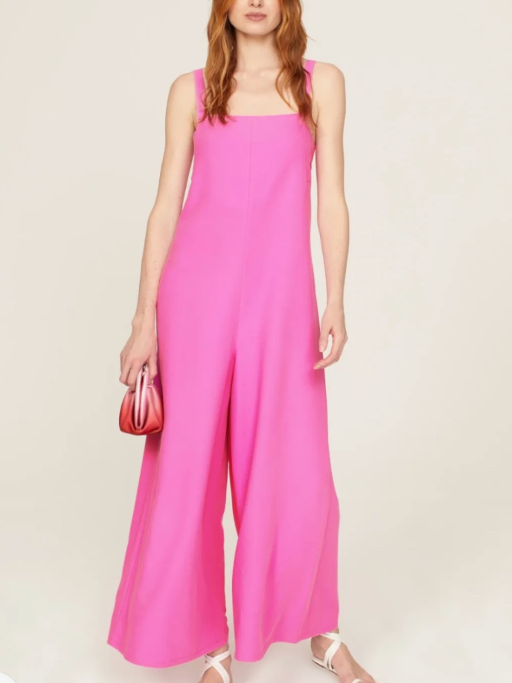 Adam Lippes Pink Wide-Leg Jumpsuit Back Tie Size 10